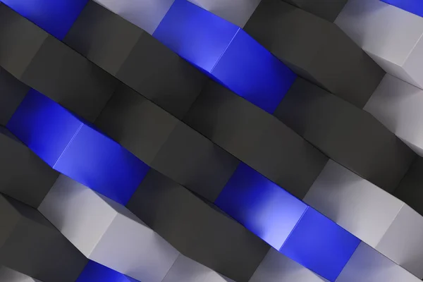 Motif aux formes rectangulaires noires, blanches et bleues — Photo