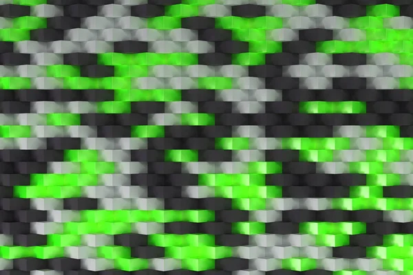 Patroon met zwarte, witte en groene rechthoekige vormen — Stockfoto