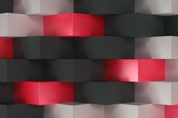 Pattern with black, white and red rectangular shapes