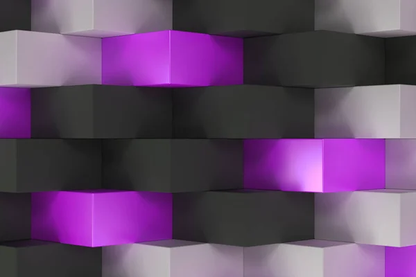 Patroon met zwarte, witte en violet rechthoekige vormen — Stockfoto
