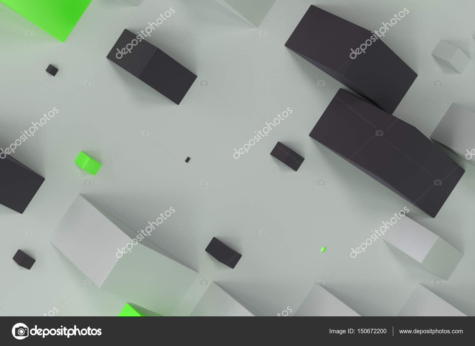 Black, white and green rectangular shapes of random size on whit Stock ...