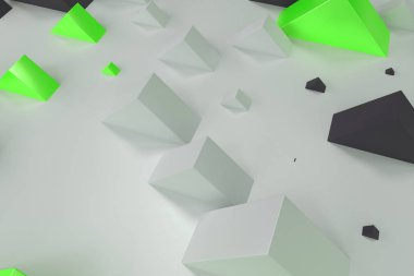 Siyah, beyaz ve yeşil dikdörtgen şekiller rasgele boyuttaki whit üzerinde