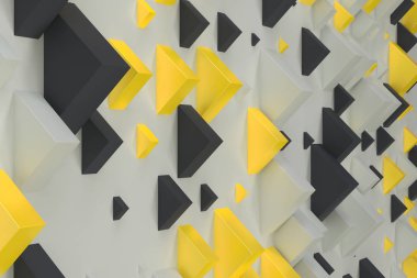 Siyah, beyaz ve sarı dikdörtgen şekiller WHI üzerinde rasgele boyutu