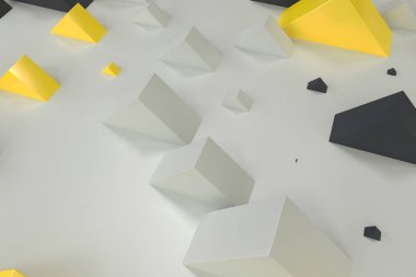 Siyah, beyaz ve sarı dikdörtgen şekiller WHI üzerinde rasgele boyutu