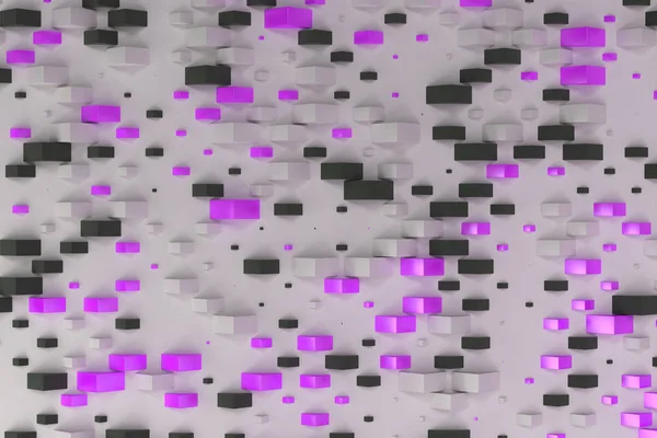 Negro, blanco y violeta formas rectangulares de tamaño aleatorio en whi — Foto de Stock
