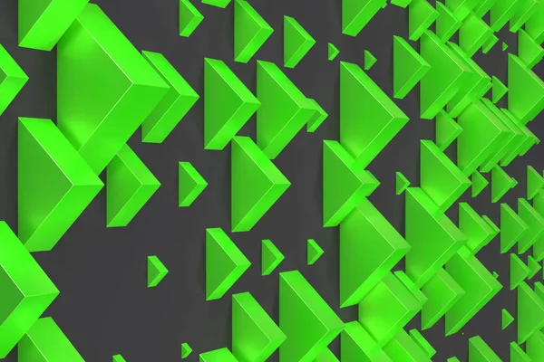 검은 배경에 임의 크기의 녹색 사각형 도형 — 스톡 사진
