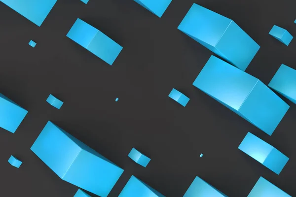 Синяя прямоугольная форма случайного размера на черном фоне — стоковое фото