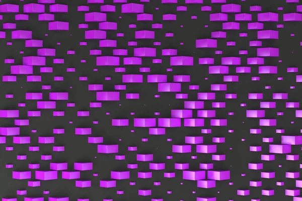 在黑色背景上的随机大小的紫罗兰色矩形形状 — 图库照片