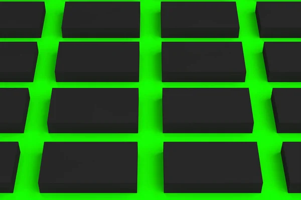 Makieta czarny pusty wizytówki na zielonym tle — Zdjęcie stockowe