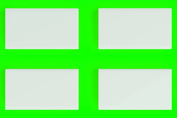 Zöld alapon fehér üres névjegykártyák modell — Stock Fotó
