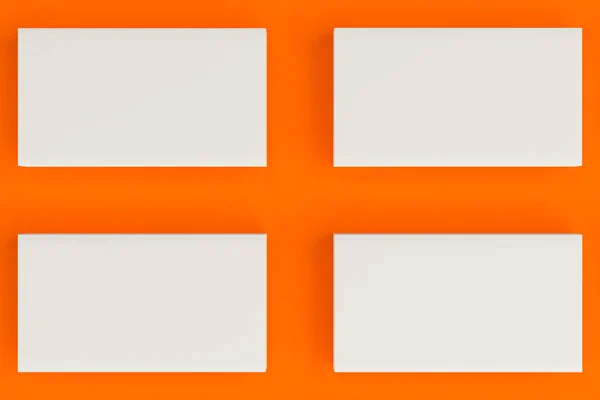 오렌지 배경에 흰색 빈 비즈니스 카드 모형 — 스톡 사진