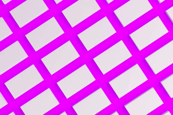 Branco branco branco cartões de visita mock-up no fundo violeta — Fotografia de Stock