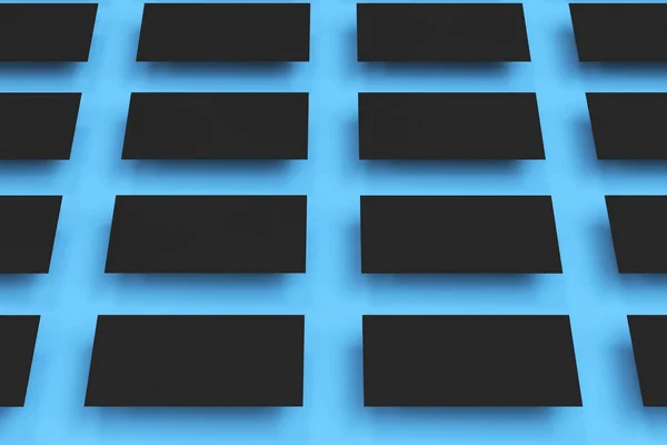 Fekete üres névjegykártyák modell a kék háttér — Stock Fotó