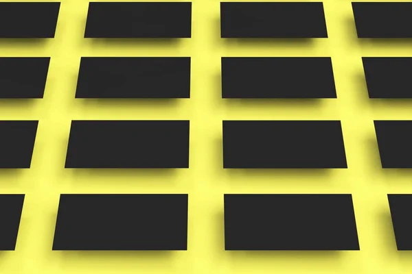 Sárga alapon fekete üres névjegykártyák modell — Stock Fotó
