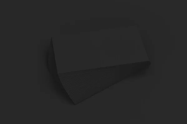 Black blank business cards mock-up on black background — Stock Photo, Image