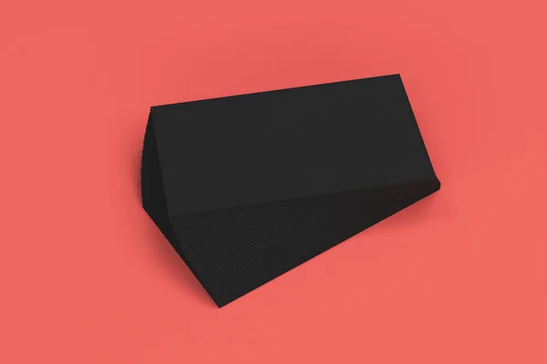 Black blank business cards mock-up on red background — Stock Photo, Image