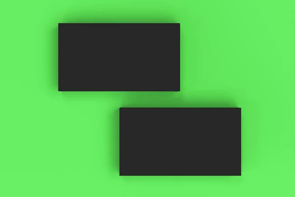 Zöld háttér fekete üres névjegykártyák modell — Stock Fotó