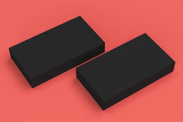 Black blank business cards mock-up on red background