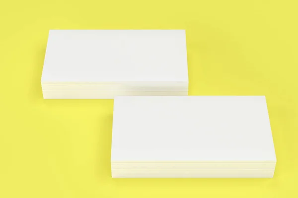 White blank business cards mock-up on yellow background — Stock Photo, Image