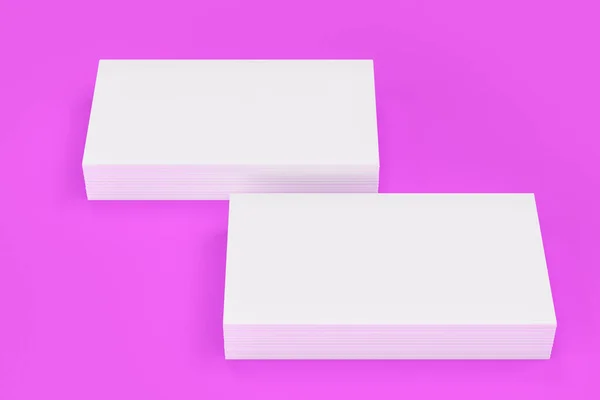 Makieta biały puste wizytówki na fioletowym tle — Zdjęcie stockowe