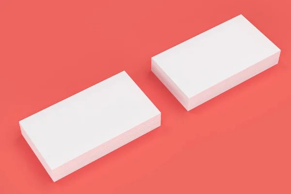 Kırmızı zemin üzerine beyaz boş kartvizit mock-up — Stok fotoğraf