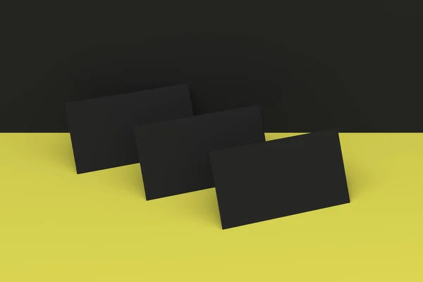검정색과 노란색 backgroun에 블랙 빈 비즈니스 카드 모형 — 스톡 사진