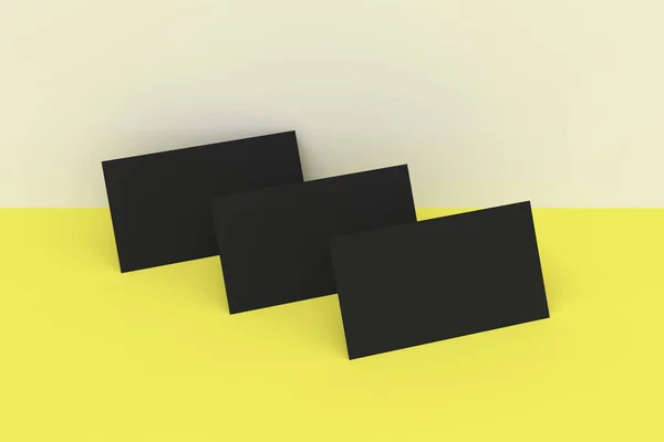 흰색과 노란색 backgroun에 블랙 빈 비즈니스 카드 모형 — 스톡 사진