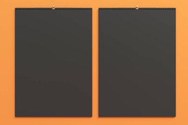 Siyah duvar takvim tasarlamak turuncu zemin üzerine