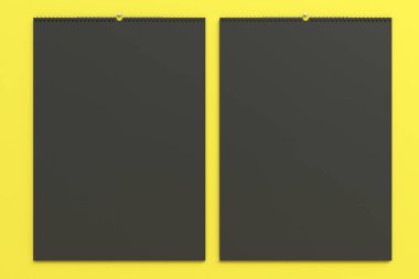 Sarı zemin üzerine siyah duvar takvim tasarlamak