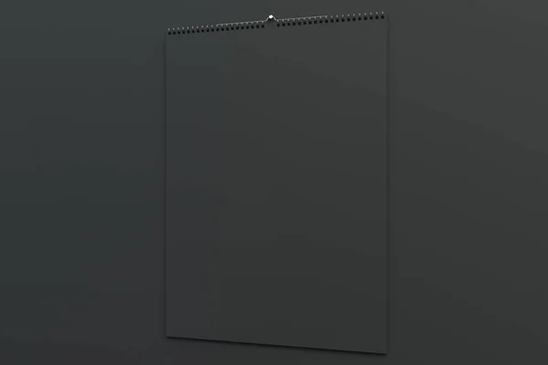 Zwarte muur kalender mock-up op zwarte achtergrond — Stockfoto