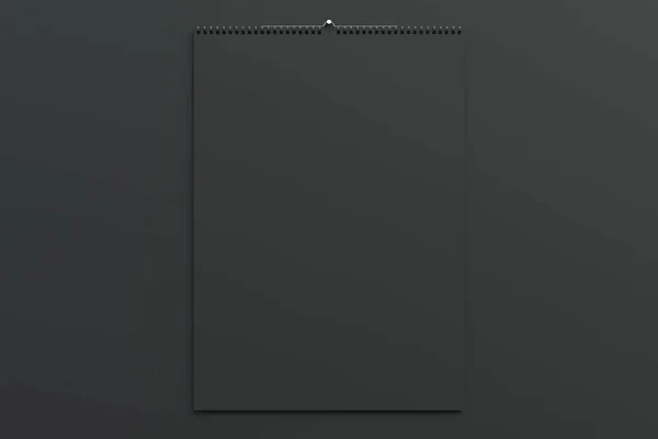 Календар чорних стін макет на чорному фоні — стокове фото