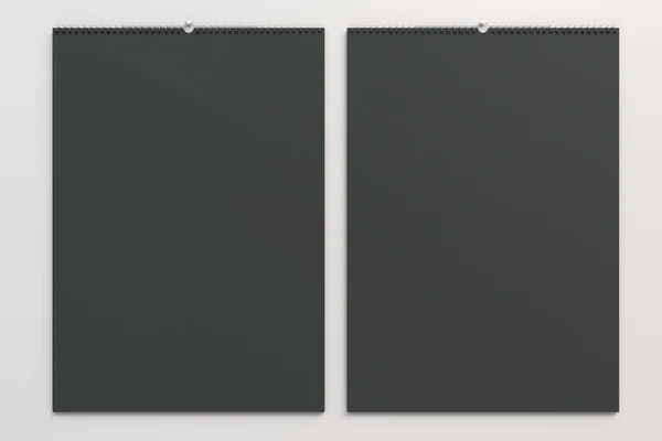 Calendario mural negro maqueta sobre fondo blanco — Foto de Stock