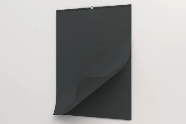 Black wall calendar mock-up on white background — Stock Photo, Image