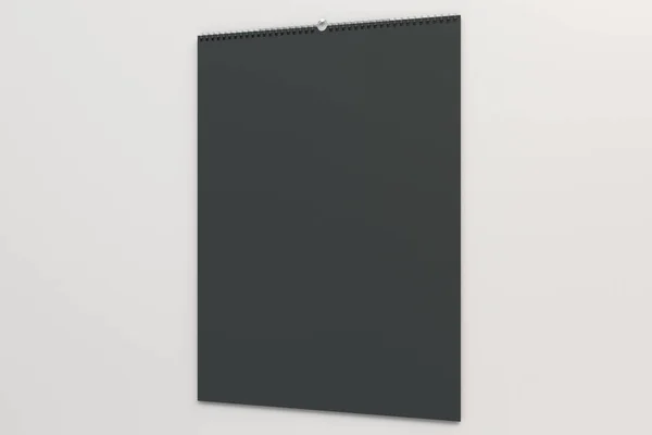 Parede preta calendário mock-up no fundo branco — Fotografia de Stock