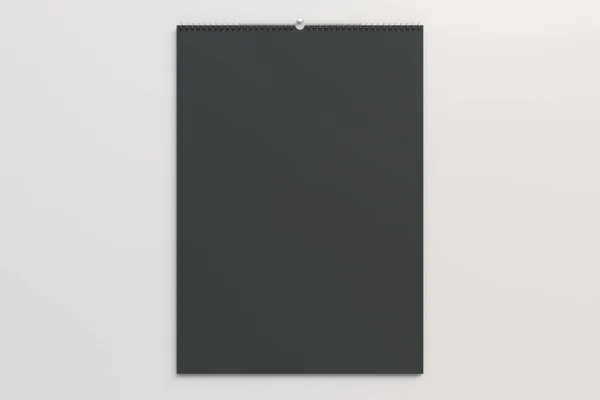 Parede preta calendário mock-up no fundo branco — Fotografia de Stock
