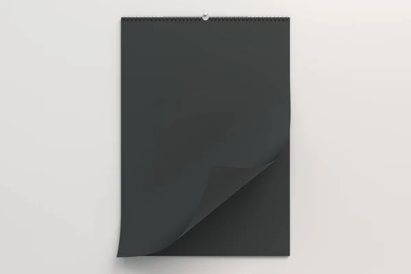 Calendario mural negro maqueta sobre fondo blanco — Foto de Stock