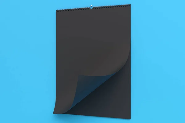 Schwarzer Wandkalender-Attrappe auf blauem Hintergrund — Stockfoto