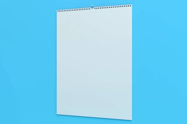 White wall calendar mock-up on blue background — Stock Photo, Image