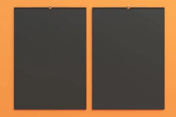 黑墙上日历样机上橙色背景 — 图库照片
