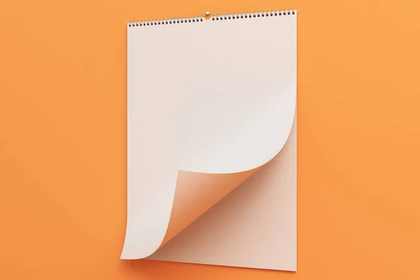 Witte muur kalender mock-up op oranje achtergrond — Stockfoto