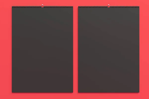 Черная стена календарь макет на красном фоне — стоковое фото