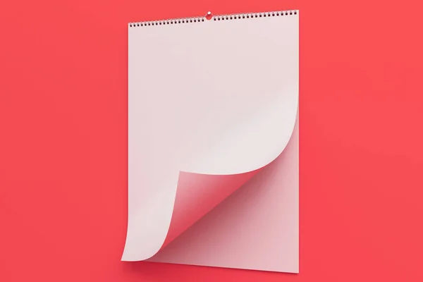 White wall calendar mock-up on red background — Stock Photo, Image