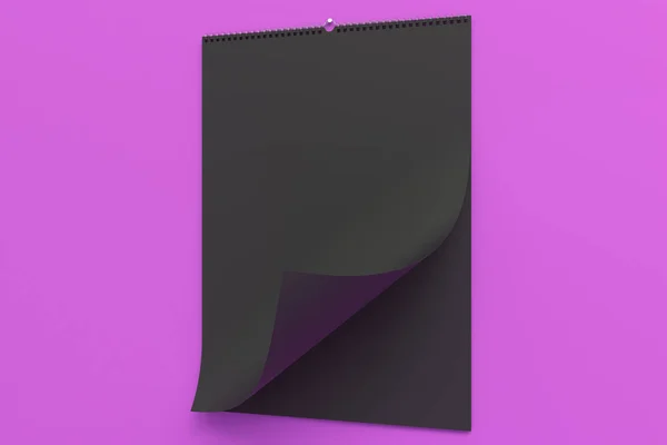 Calendario de pared negro maqueta sobre fondo violeta —  Fotos de Stock