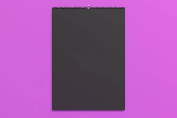 Black wall calendar mock-up on violet background — Stock Photo, Image