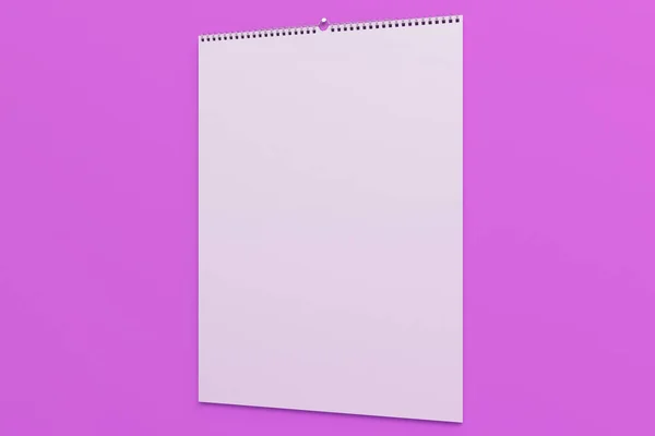 Μακέτα ημερολόγιο τοίχου λευκό σε μοβ φόντο — Φωτογραφία Αρχείου