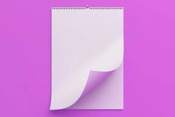Witte muur kalender mock-up op violette achtergrond — Stockfoto