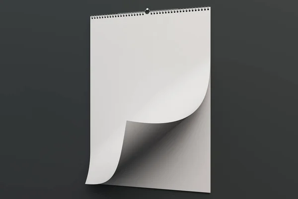 Μακέτα ημερολόγιο τοίχου λευκό σε μαύρο φόντο — Φωτογραφία Αρχείου