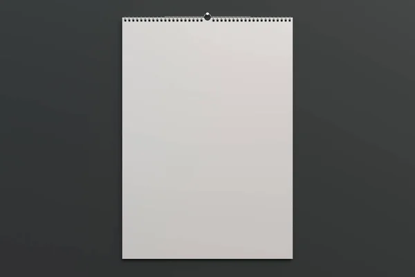 Branco parede calendário mock-up no fundo preto — Fotografia de Stock