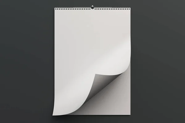 Witte muur kalender mock-up op zwarte achtergrond — Stockfoto