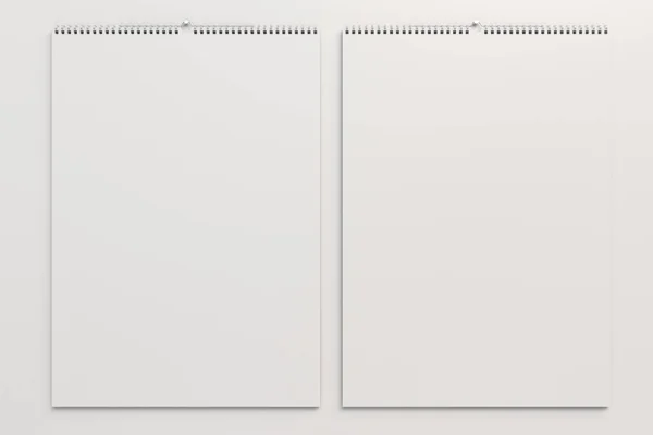 Calendario mural blanco maqueta sobre fondo blanco — Foto de Stock